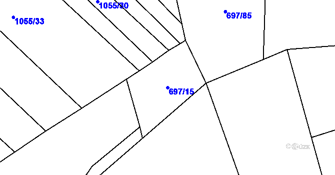 Parcela st. 697/15 v KÚ Malinec, Katastrální mapa