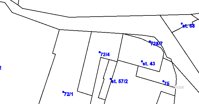 Parcela st. 72/4 v KÚ Malinec, Katastrální mapa