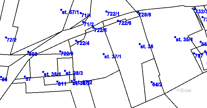 Parcela st. 37/1 v KÚ Malinec, Katastrální mapa