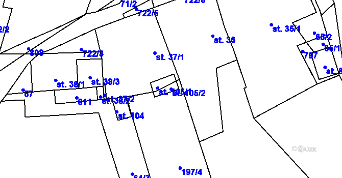 Parcela st. 105/2 v KÚ Malinec, Katastrální mapa