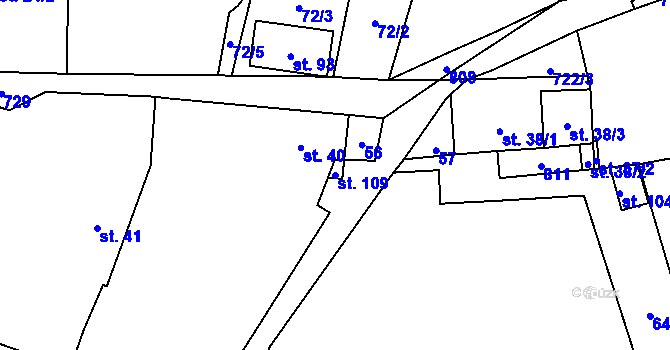 Parcela st. 109 v KÚ Malinec, Katastrální mapa