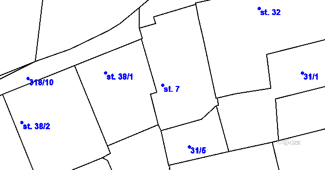 Parcela st. 7 v KÚ Kbelnice, Katastrální mapa