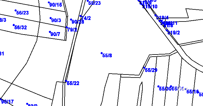Parcela st. 55/8 v KÚ Kbelnice, Katastrální mapa