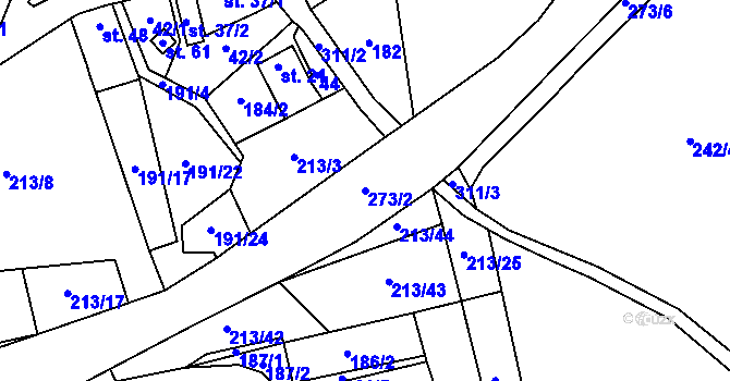 Parcela st. 273/2 v KÚ Kbelnice, Katastrální mapa