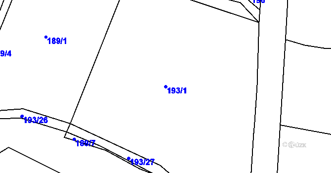 Parcela st. 193/1 v KÚ Kdanice, Katastrální mapa
