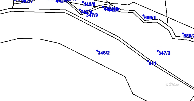 Parcela st. 346/2 v KÚ Kdanice, Katastrální mapa