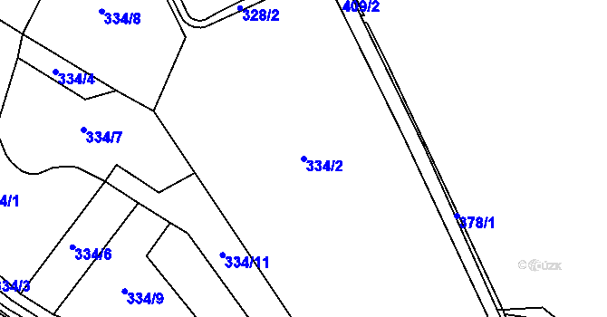 Parcela st. 334/2 v KÚ Kdanice, Katastrální mapa