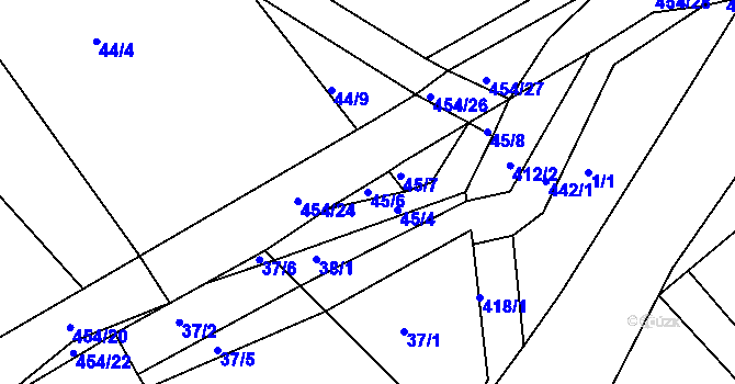 Parcela st. 45/6 v KÚ Kdanice, Katastrální mapa