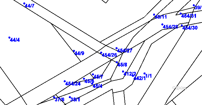 Parcela st. 454/26 v KÚ Kdanice, Katastrální mapa