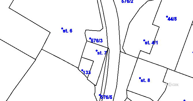 Parcela st. 7 v KÚ Kdousov, Katastrální mapa