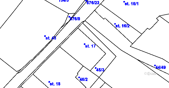 Parcela st. 17 v KÚ Kdousov, Katastrální mapa