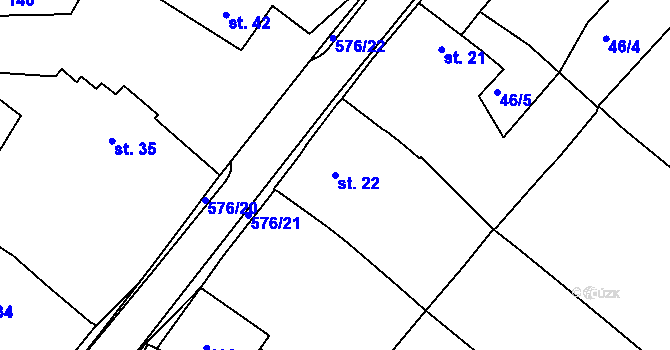 Parcela st. 22 v KÚ Kdousov, Katastrální mapa
