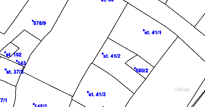 Parcela st. 41/2 v KÚ Kdousov, Katastrální mapa