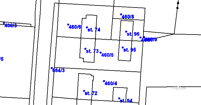 Parcela st. 460/5 v KÚ Kdousov, Katastrální mapa