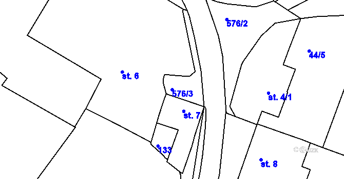 Parcela st. 576/3 v KÚ Kdousov, Katastrální mapa