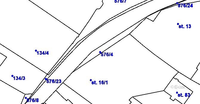 Parcela st. 576/4 v KÚ Kdousov, Katastrální mapa