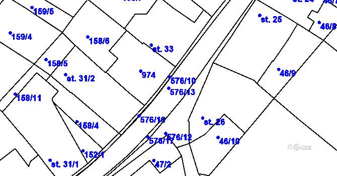 Parcela st. 576/13 v KÚ Kdousov, Katastrální mapa