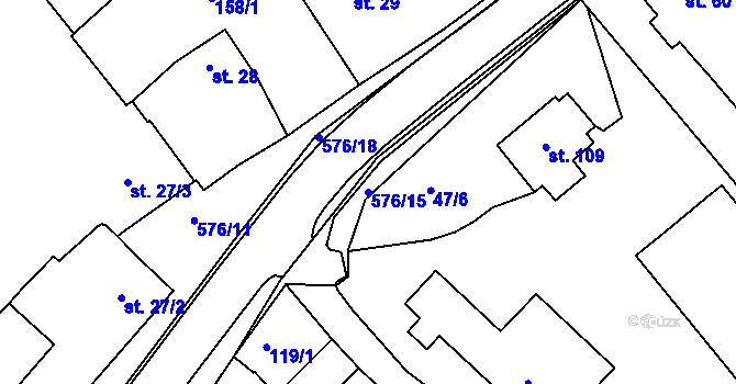 Parcela st. 576/15 v KÚ Kdousov, Katastrální mapa