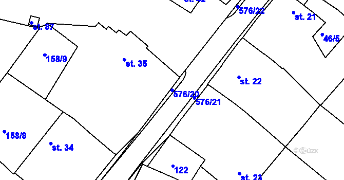 Parcela st. 576/20 v KÚ Kdousov, Katastrální mapa