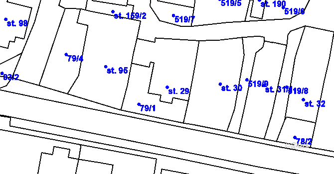 Parcela st. 29 v KÚ Hluboká u Kdyně, Katastrální mapa