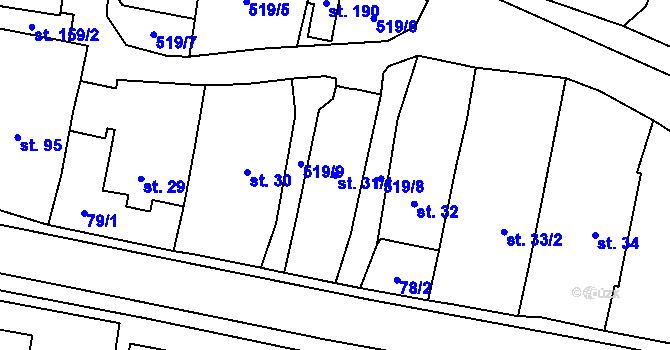 Parcela st. 31/1 v KÚ Hluboká u Kdyně, Katastrální mapa