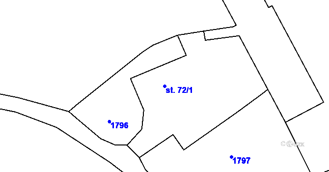 Parcela st. 72/1 v KÚ Hluboká u Kdyně, Katastrální mapa