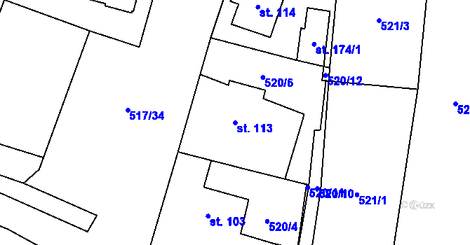 Parcela st. 113 v KÚ Hluboká u Kdyně, Katastrální mapa