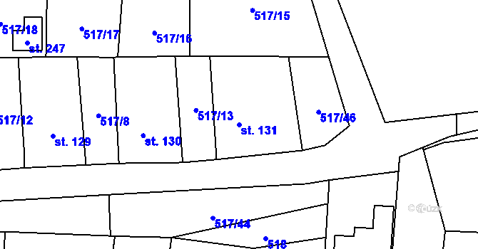 Parcela st. 131 v KÚ Hluboká u Kdyně, Katastrální mapa
