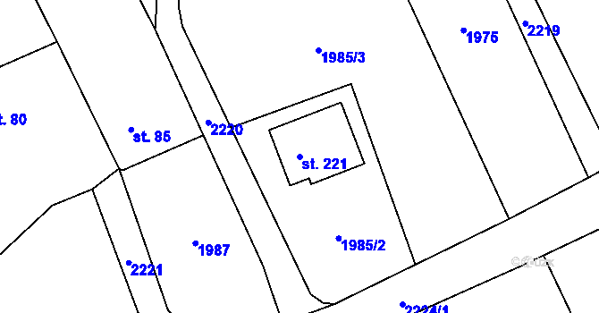 Parcela st. 221 v KÚ Hluboká u Kdyně, Katastrální mapa