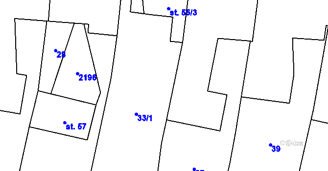 Parcela st. 33/2 v KÚ Hluboká u Kdyně, Katastrální mapa