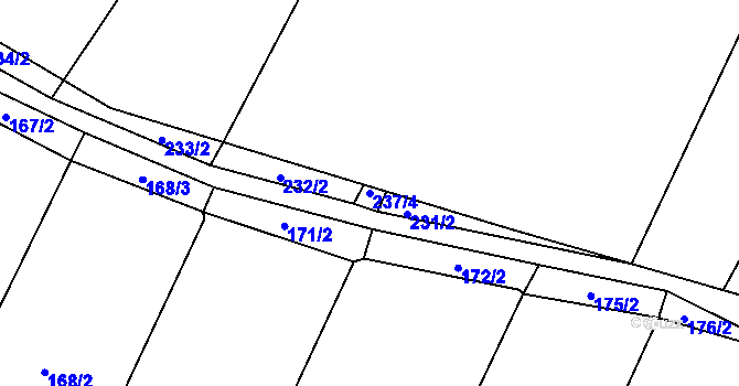 Parcela st. 237/4 v KÚ Hluboká u Kdyně, Katastrální mapa