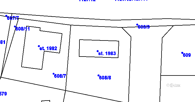 Parcela st. 1983 v KÚ Kdyně, Katastrální mapa