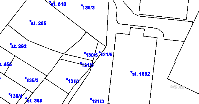 Parcela st. 121/6 v KÚ Kdyně, Katastrální mapa