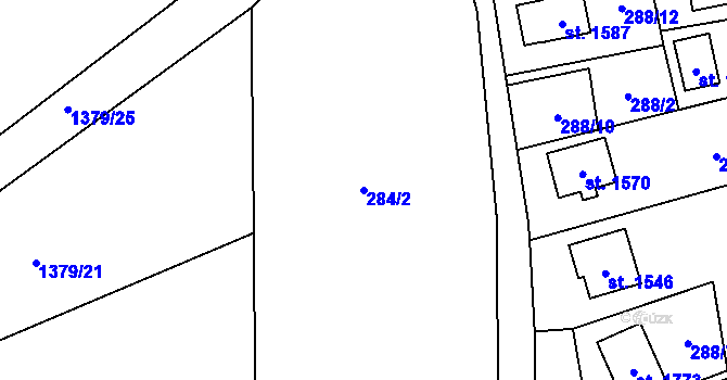 Parcela st. 284/2 v KÚ Kdyně, Katastrální mapa