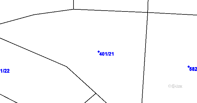 Parcela st. 401/21 v KÚ Kdyně, Katastrální mapa