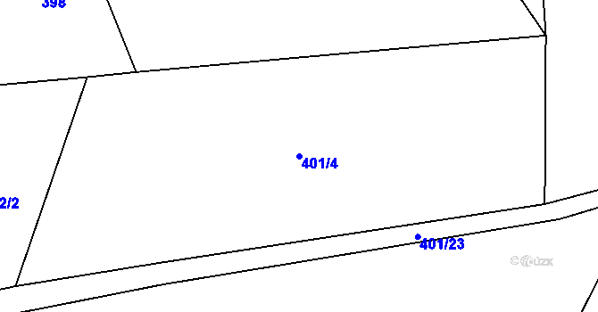 Parcela st. 401/4 v KÚ Kdyně, Katastrální mapa