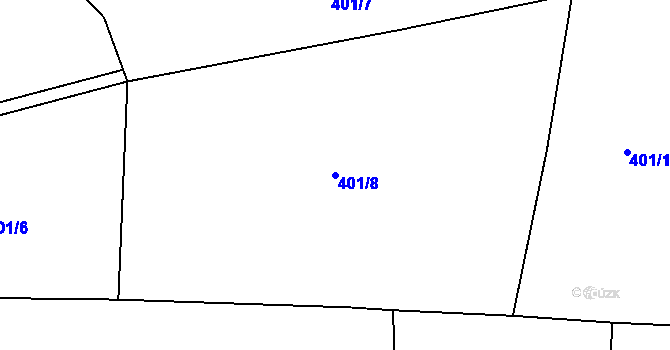Parcela st. 401/8 v KÚ Kdyně, Katastrální mapa