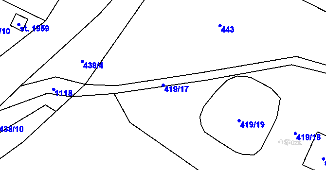 Parcela st. 419/17 v KÚ Kdyně, Katastrální mapa
