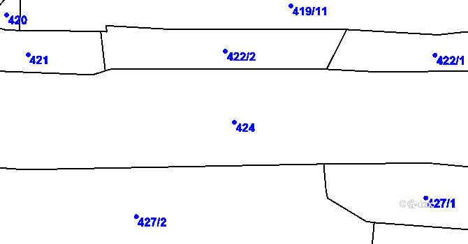 Parcela st. 424 v KÚ Kdyně, Katastrální mapa