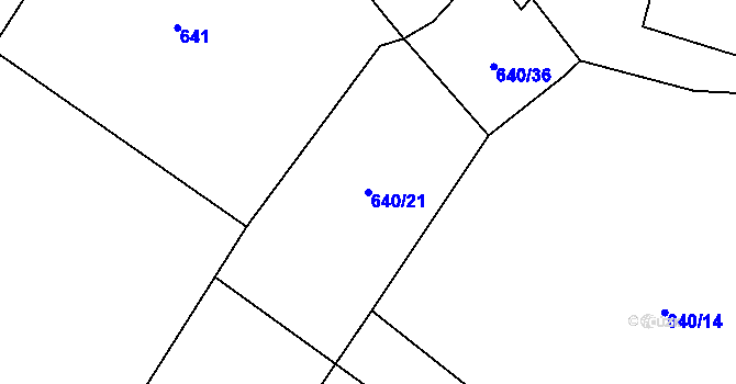 Parcela st. 640/21 v KÚ Kdyně, Katastrální mapa