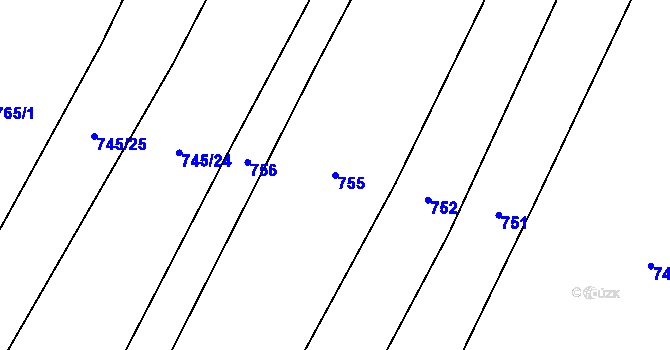 Parcela st. 755 v KÚ Kdyně, Katastrální mapa