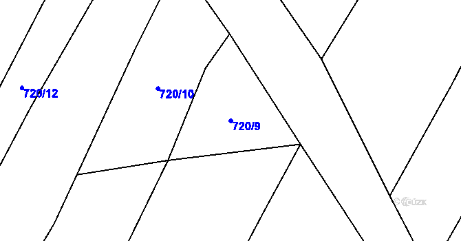 Parcela st. 720/9 v KÚ Kdyně, Katastrální mapa