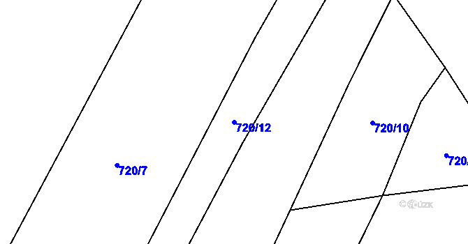 Parcela st. 720/12 v KÚ Kdyně, Katastrální mapa