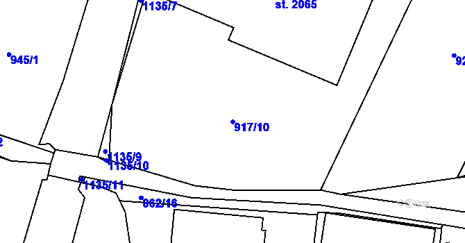 Parcela st. 917/10 v KÚ Kdyně, Katastrální mapa