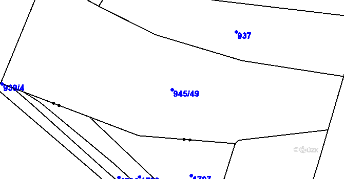 Parcela st. 945/49 v KÚ Kdyně, Katastrální mapa