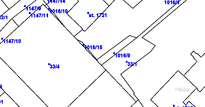 Parcela st. 1016/18 v KÚ Kdyně, Katastrální mapa