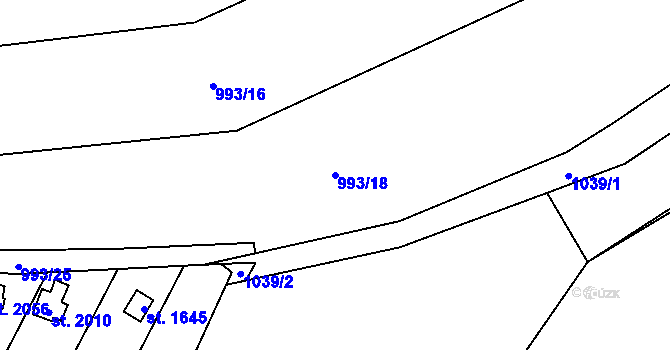 Parcela st. 993/18 v KÚ Kdyně, Katastrální mapa