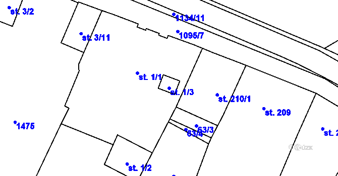 Parcela st. 1/3 v KÚ Kdyně, Katastrální mapa