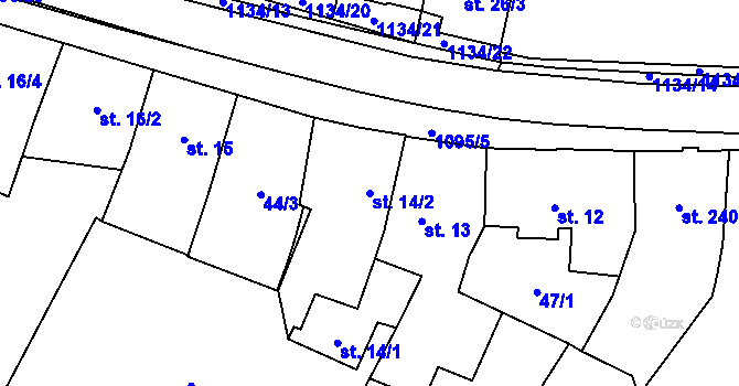 Parcela st. 14/2 v KÚ Kdyně, Katastrální mapa