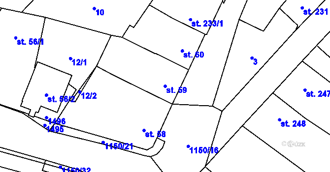 Parcela st. 59 v KÚ Kdyně, Katastrální mapa